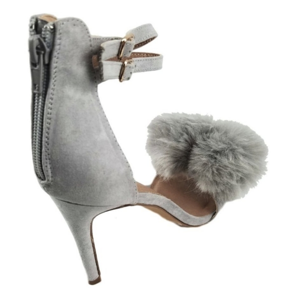Women's Pom Pom Dual Ankle Strap Heels - Picture 4 of 5